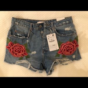 Zara flower embroidered shorts